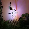 Metal Peacock Garden Ornament Lamp Waterproof LED for Courtyard Garden Path Lawn