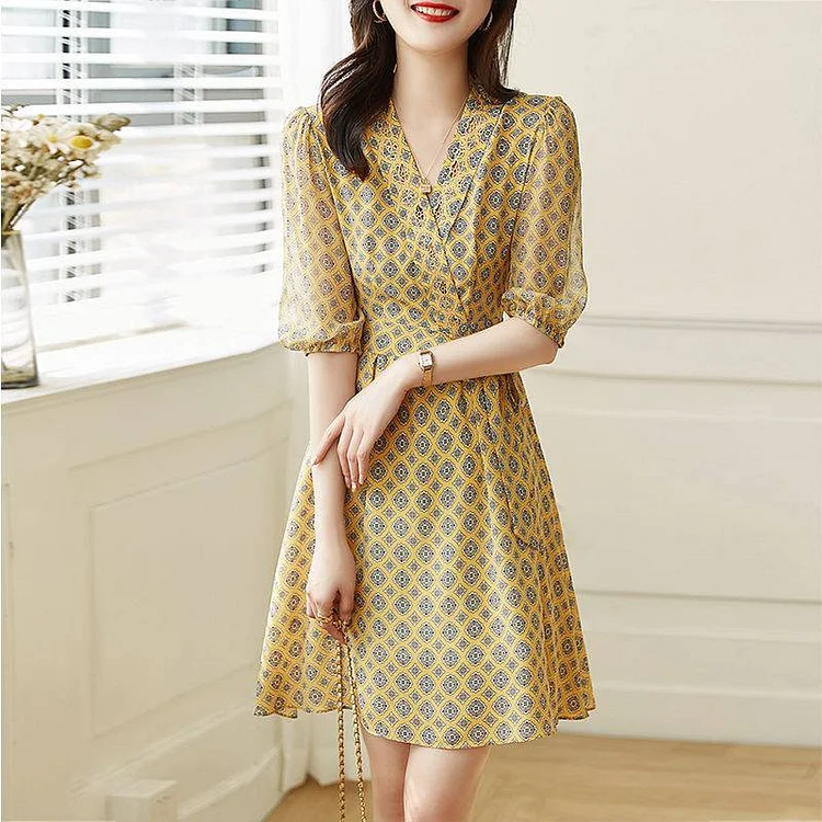 Casual A-Line Geometric Long Sleeve Dresses QueenFunky