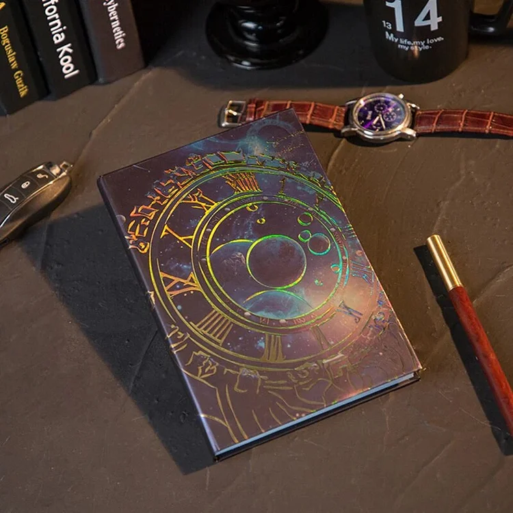 Journalsay 128 Sheets/Cosmic Clock Series Retro Constellation Hot Stamping Notebook