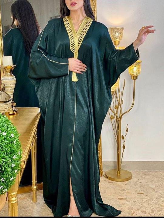 Muslim v neckline batwing sleeve robe