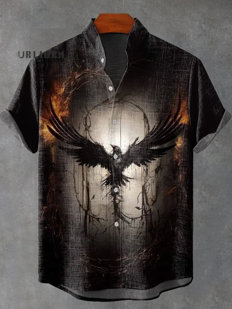 Dark Crow Vintage Print Casual 100% Cotton Shirt