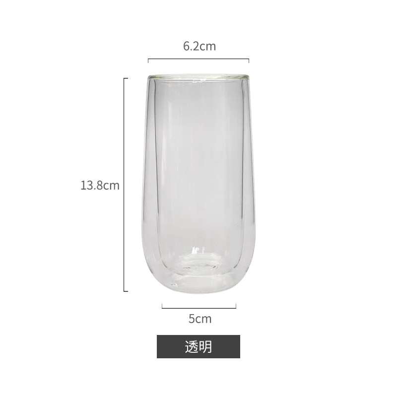 Drinking Glasses Multi-Color Round Coffee Cup Double Wall Glass Cup Cute Water Bottle Goblet Glass Bubble Tea Cup