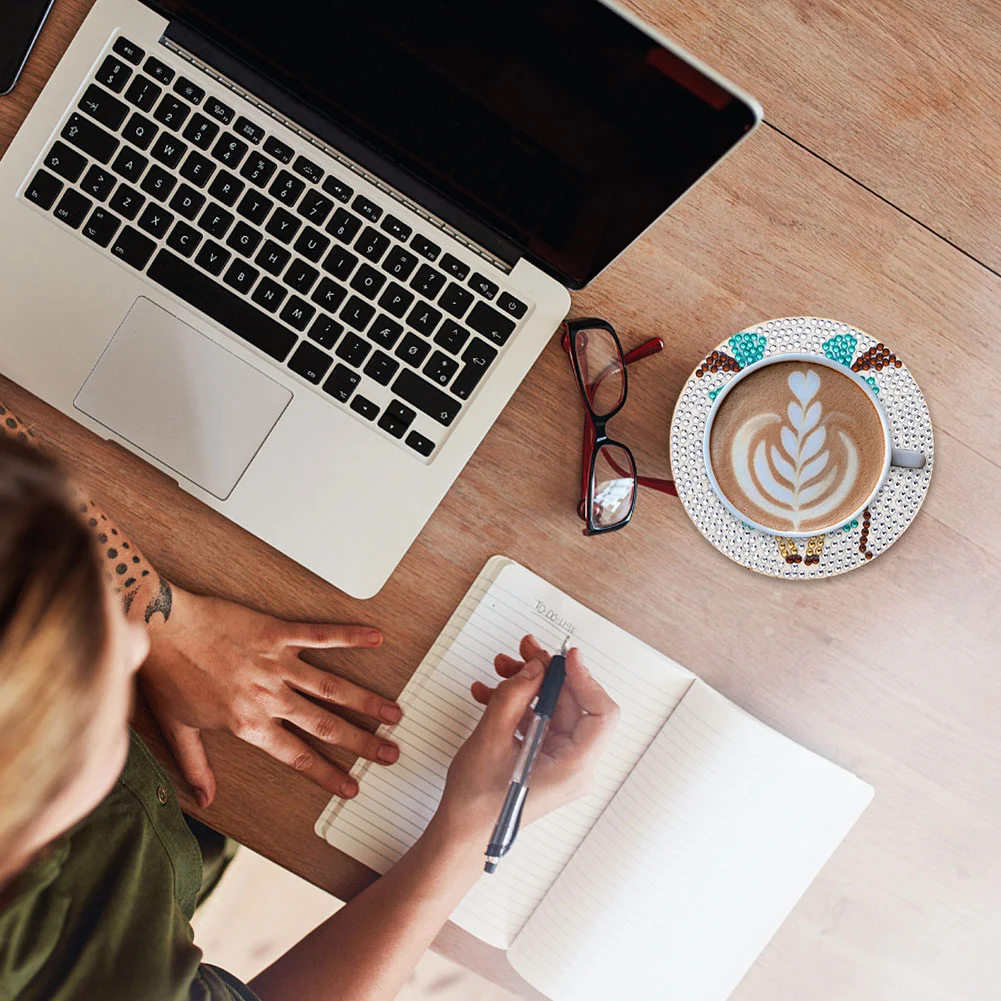 6pcs DIY Diamond with Rack Halloween Drink Cup Pad for Home Office Decor