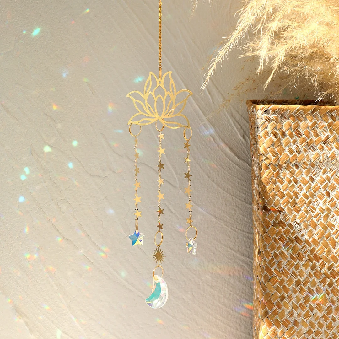 Moon Prism Crystal Suncatcher Rainbow Maker Hanging Sun Catcher for Window Home Garden Decor Wedding Christmas Decoration Gift