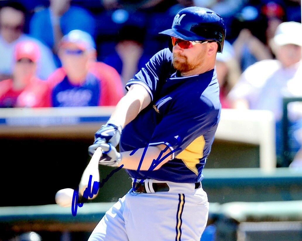 Signed 8x10 ADAM LIND Milwaukee Brewers Autographed Photo Poster painting - COA