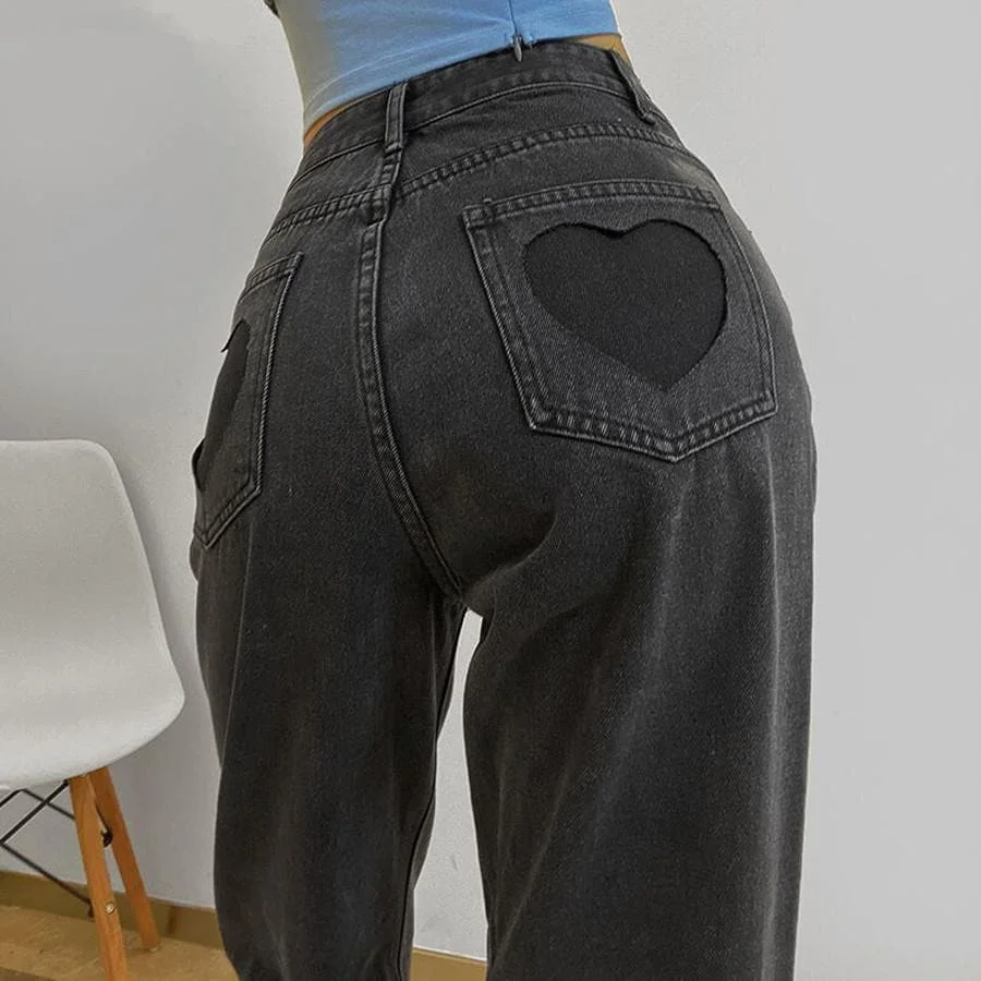 Vintage Chic Heart Shaped High Waist Gradient Jeans SS0892