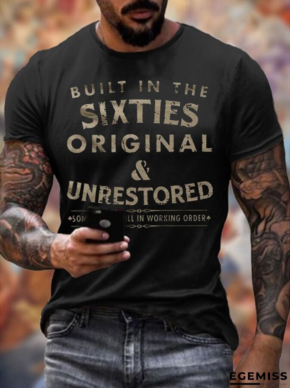 Casual Short Sleeve Digital Printing Slim Fit European and American Personalized Men's T-shirt | EGEMISS