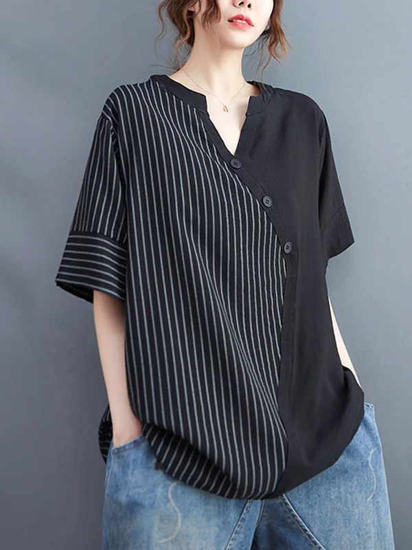 Original Split-Joint Striped T-Shirt Top