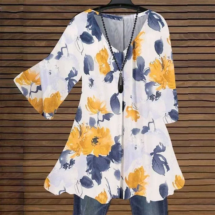 Women's Casual Floral Print Cool V-Neck Tops