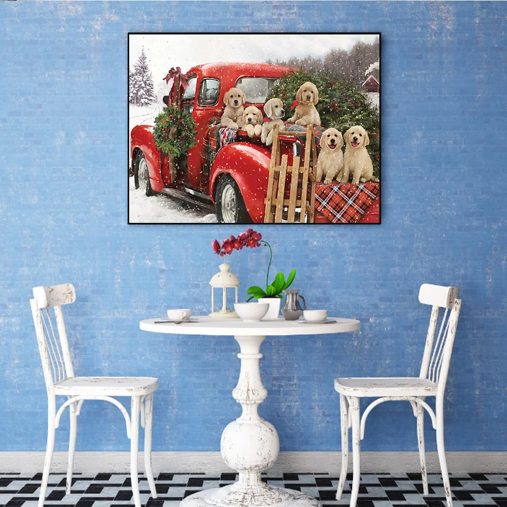 Diamond Painting - Full Round Drill - Christmas Dog