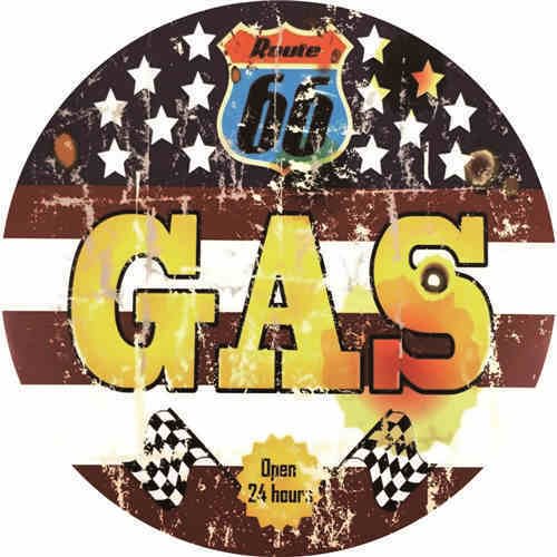 Gas Route 66 - Round Shape Tin Signs/Wooden Signs - 30*30CM