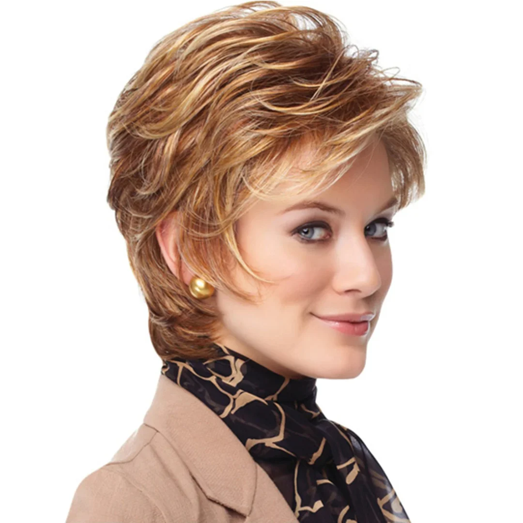 Wig Explosions Fashion Short Hair Cover Ladies Short Curly Hair Chemical Fiber Headgear-Hoverseek