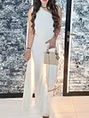 Urban Asymmetric Pleated One-Shoulder High Waisted Wide Leg Jumpsuit