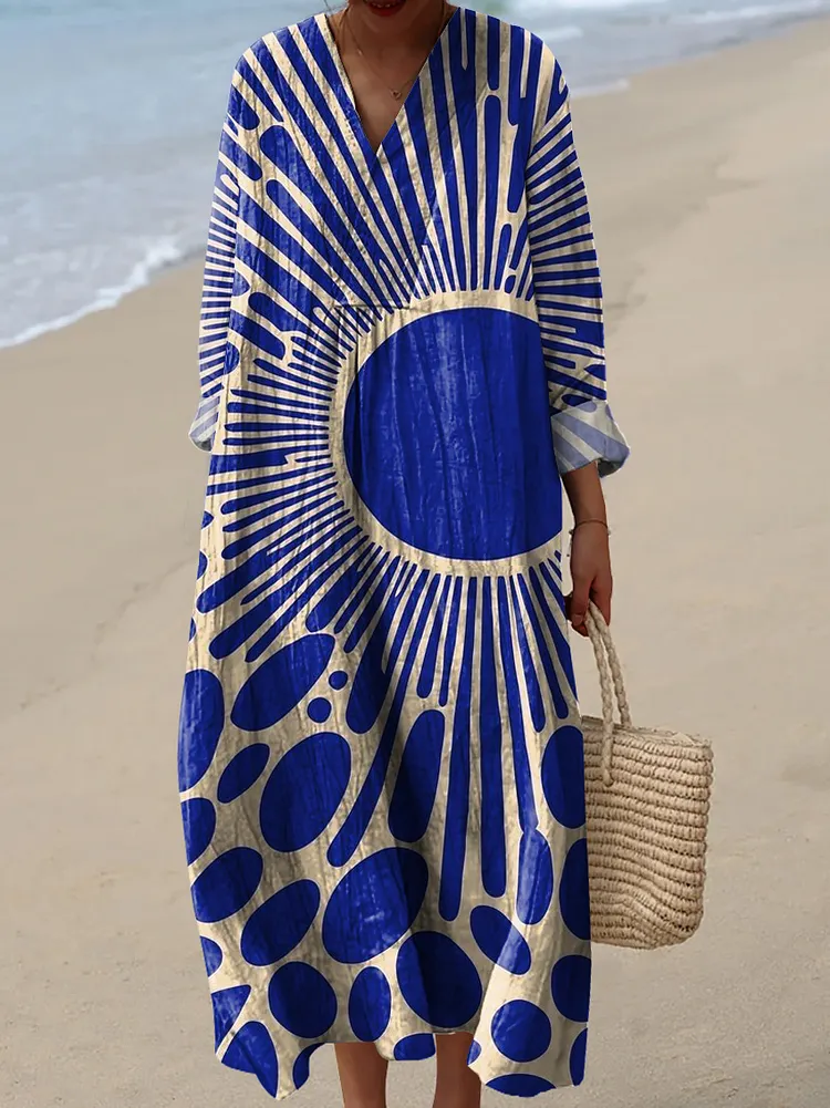Modern Dress with Printed Geometric Artwork