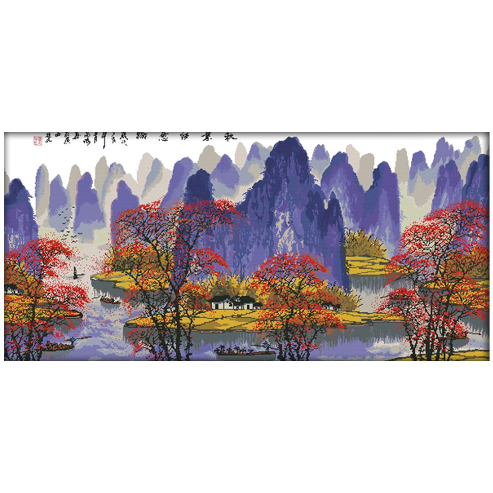 

Autumn Leaves Dripping Water - 14CT Stamped Cross Stitch - 117*60cm, 501 Original