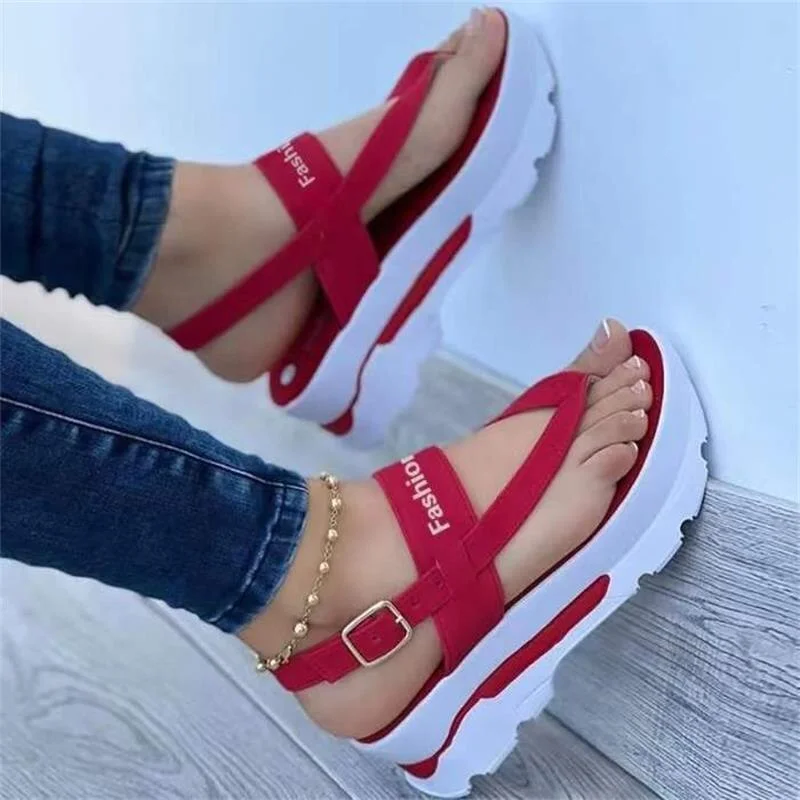 Fashion Clip Toe Platform Sandals Women Strap Buckle Summer Beach Shoes Woman Non-Slip Thick Bottom Wedges Sandalias Mujer 35-43