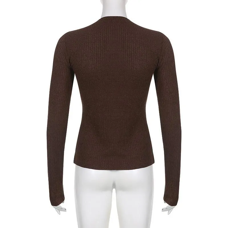 Brownm Grunge Button Front Top