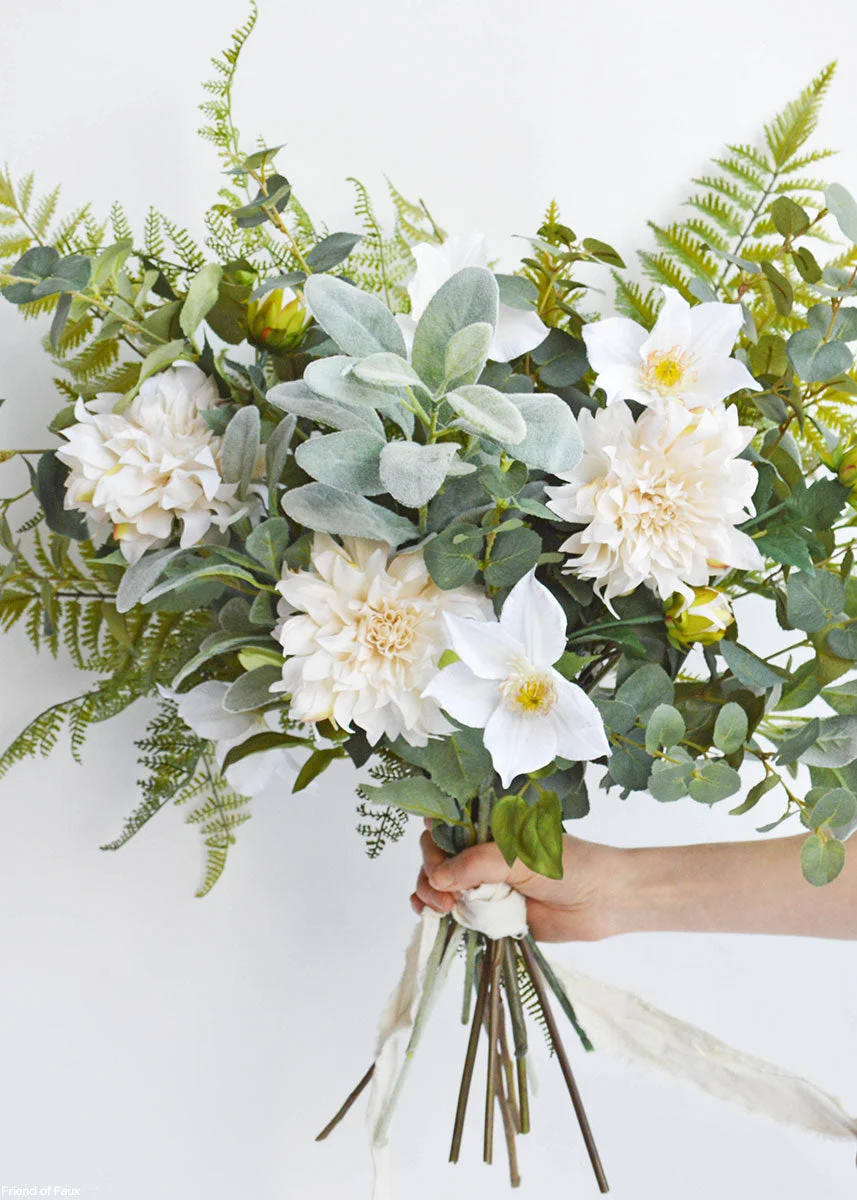 Ivory Dahlia Flower in Ivory - 19.5"