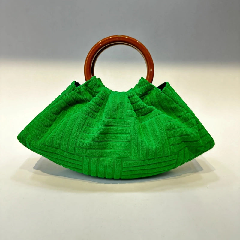 Green Corduroy Solid Color Cloud Shape Evening Bags