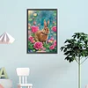 (40*60cm)Flowers Rabbit - Round AB Drill Diamond Painting
