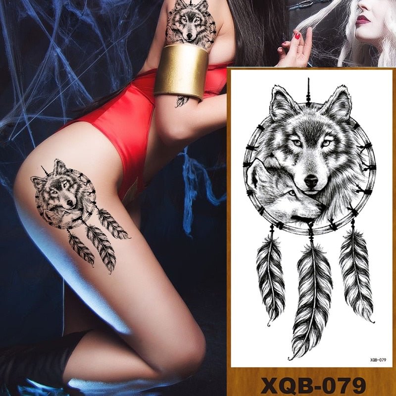 Waterproof Temporary Tattoo Sticker Wolf Diamond Flower Body Art Arm Fake Tatoo Women Men Chest Lace Henna Mandala Flash Tattoos