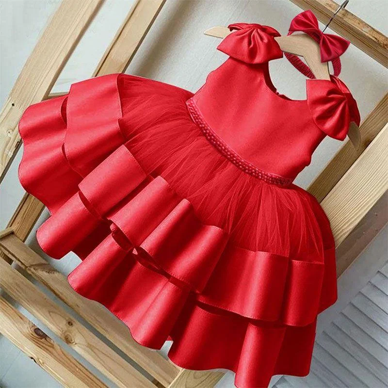 Summer Baby Girl Dress 1st Birthday Party Dress For Girl Princess Dresses Big Bow Infant Christening Clothes Toddler Girl Gown