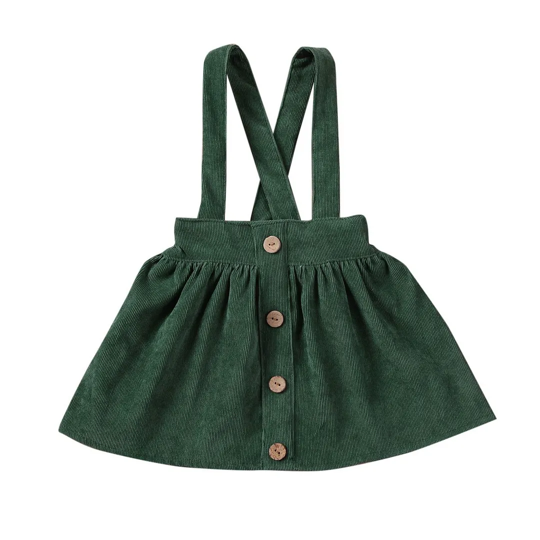 2020 Baby Summer Clothing Toddler Kids Baby Girls Party Strap Suspender Gown Solid Overalls Dresses Corduroy Outfits