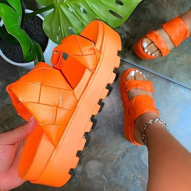 2021 Women Sandals Ladie Open Toe Casual Platform Sandals TPR Wedge Heel Cork Elastic Strap Sandal Women Sandals Zapato De Mujer