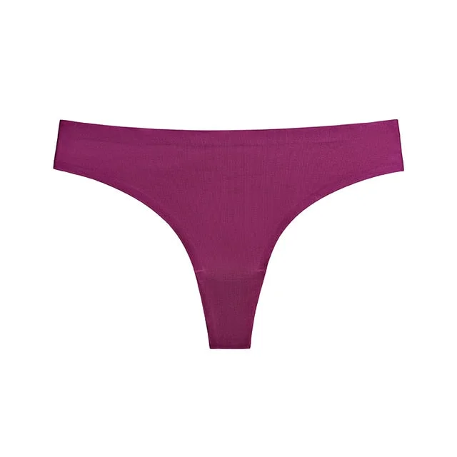 BANNIROU 1pcs Sexy Sports Underwear Woman Seamless Panties Female T-back Solid Soft G-string Ice Silk Thong For Woman Underwear