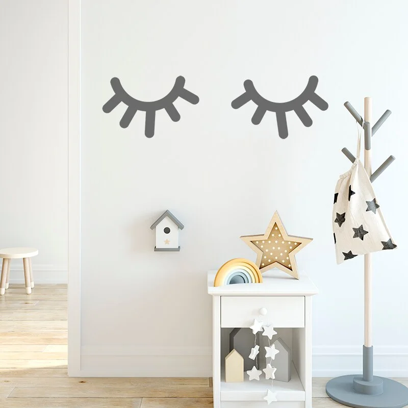 Sdrawing Style Eyelash Wall Stickers Fashion Kids Room Decoration Art PVC Vinyl Wall Decals Creative Eyes Home Decor Baby Sticker