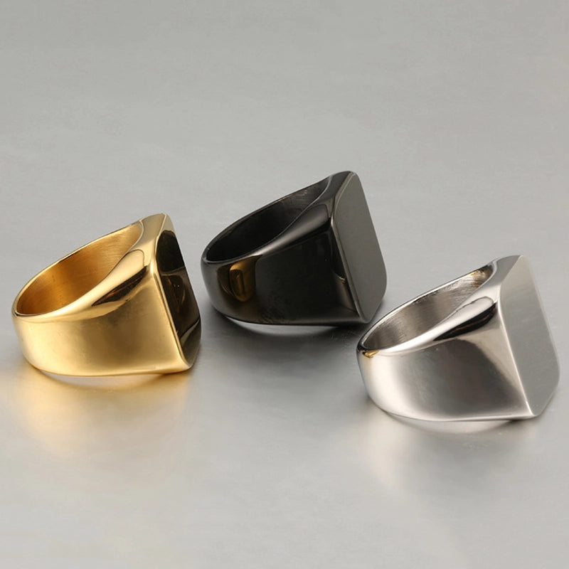Basic Modern Style Classic Style Solid Color Titanium Steel Plating Men’s Rings