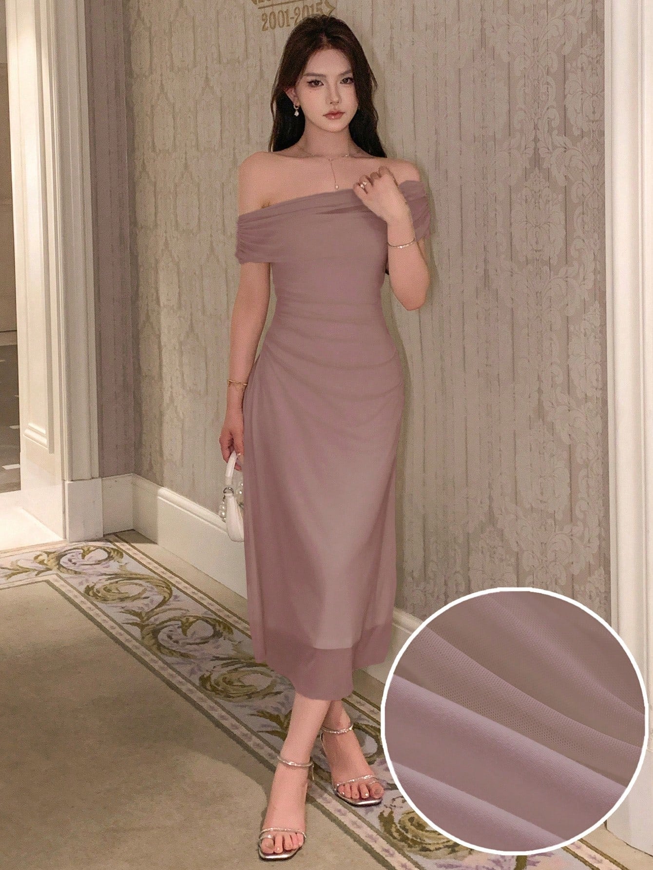 OLCooL Solid Color Off-Shoulder Dress olcool