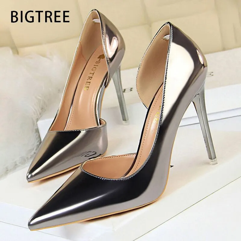 BIGTREE Shoes Sexy Woman Pumps Patent Leather High Heels Plus Size 43 Women Shoes Heels 2020 Stiletto Ladies Shoes Wedding Shoes