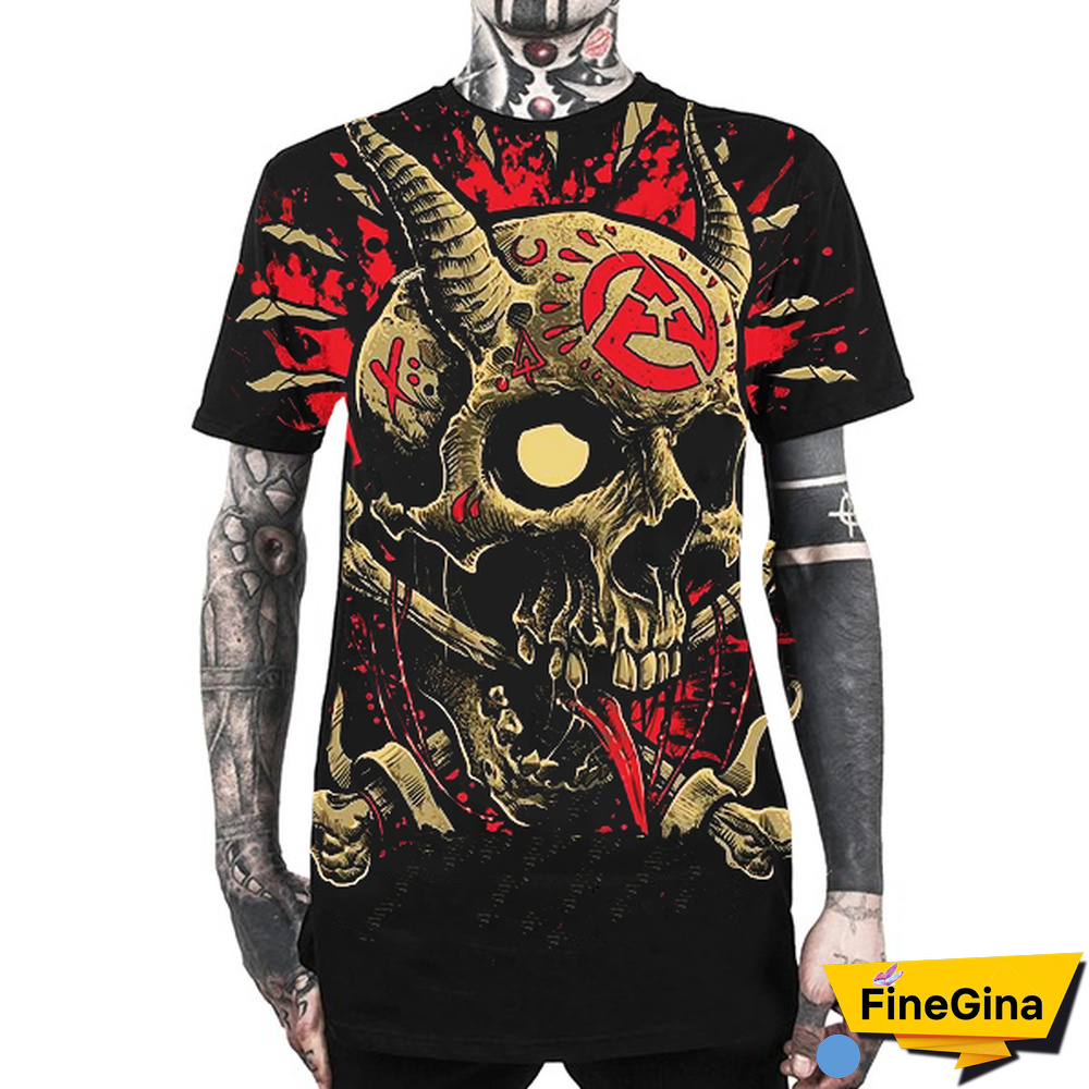 Men Punk Street Printed Short Sleeved T-Shirts 0430