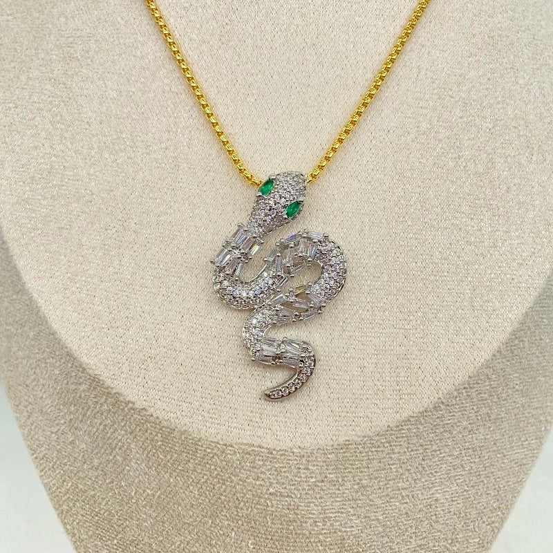 ALLOY Alloy Jewelry Copper Alloy  Snake Moissanite NECKLACES Pendant Necklaces