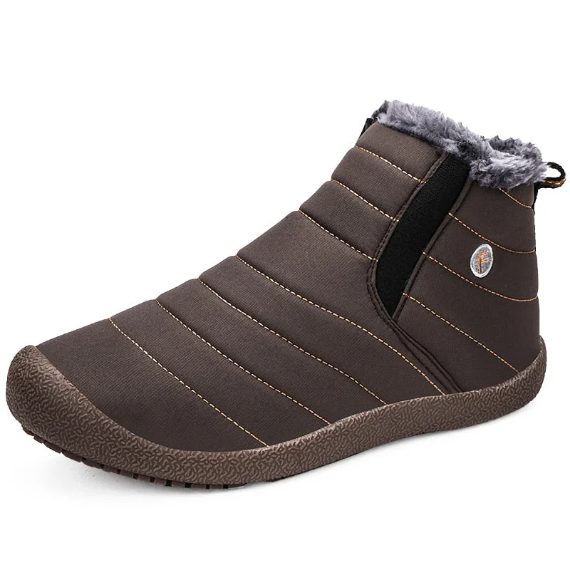 Nine o'clock Winter Plush Men Casual Snow Boots Fashion All-match Slip-on Couple Shoes Outdoor Warm Lined Botas Mujer Big Size