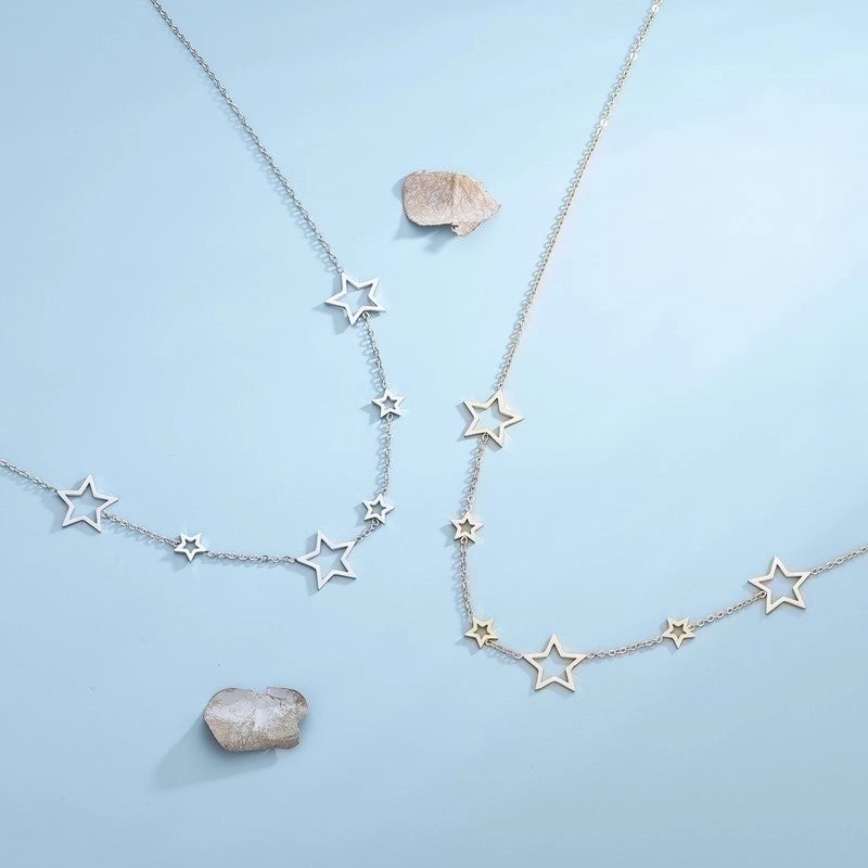 Casual Classic Style Star Titanium Steel 18K Gold Plated Plating Necklace