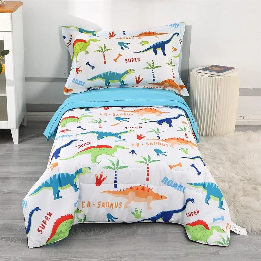 Toddler Bedding Set Dinosaur for Boys, Premium 4 Piece Toddler Bed Set, Super Soft and Comfortable for Toddler
