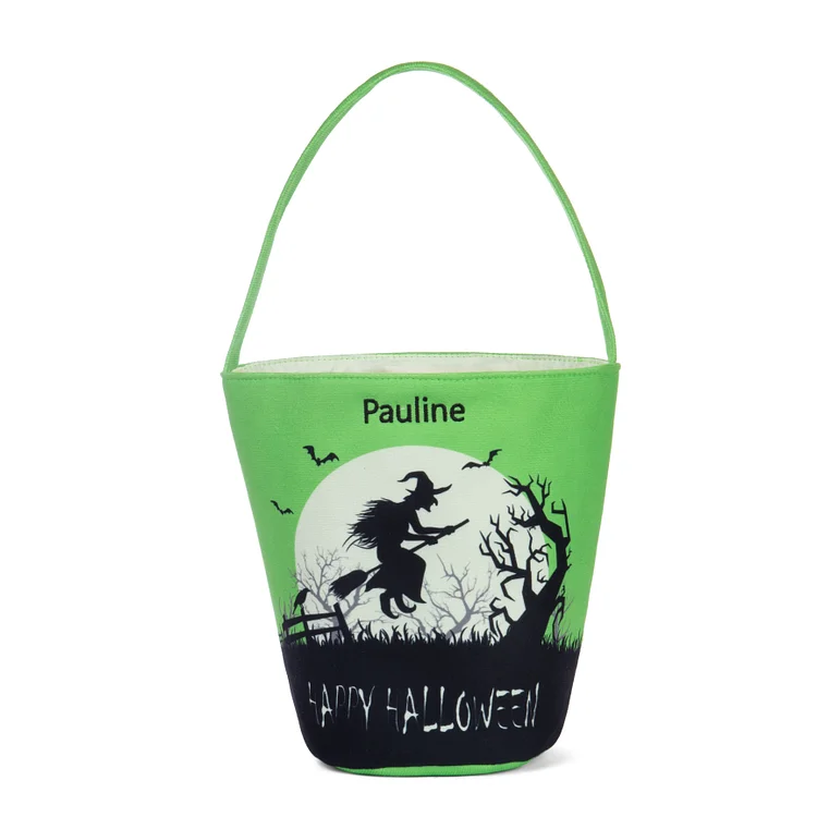 Personalized Halloween Tote Bags with Name Bucket Bag Halloween Trick or Treat Candy Bags