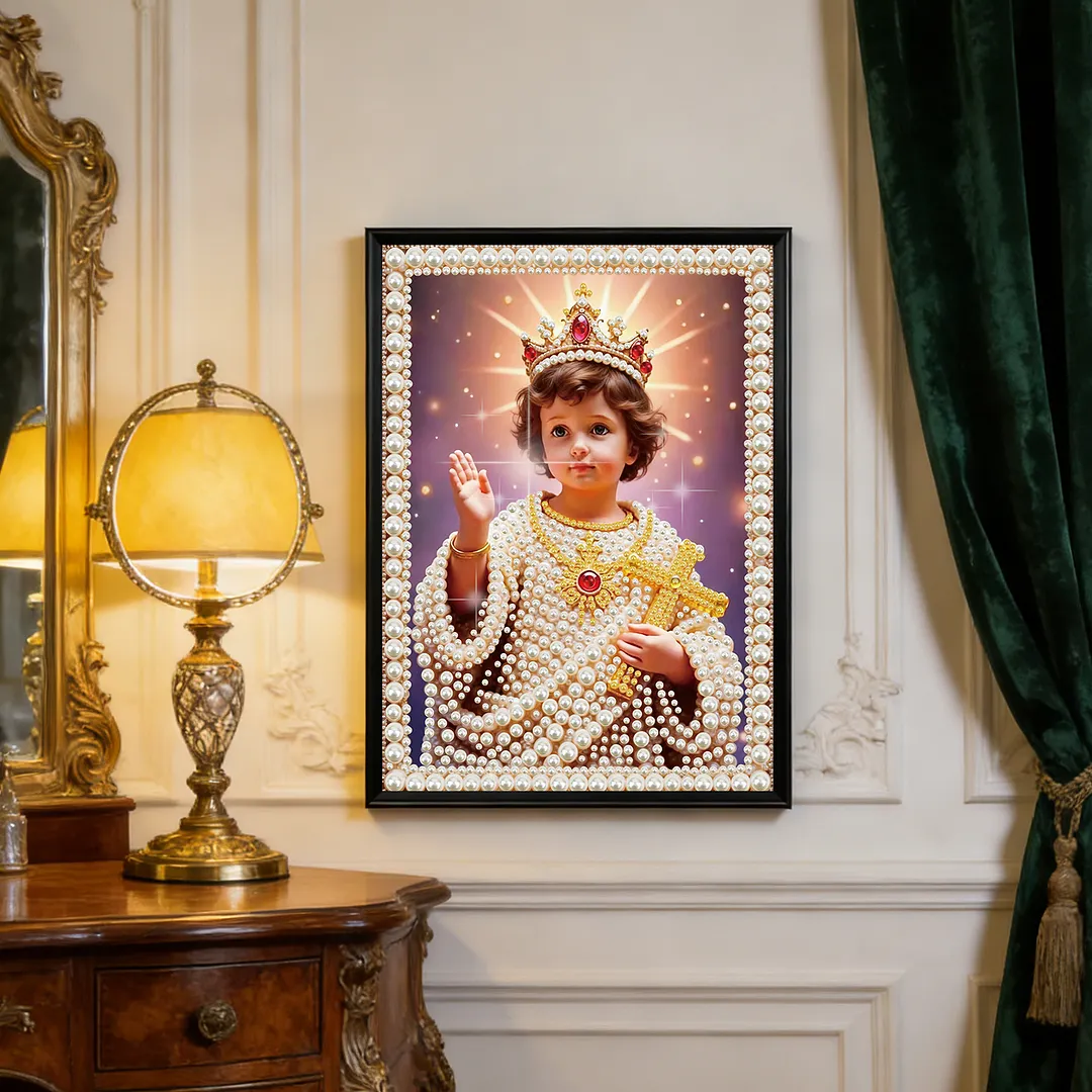 Jesus Special Shaped DIY Partial Drill Pearl Diamonds Painting for Adults Beginners Home Decor Pearl Gem Paintings Picture Arts Craft 11.81x15.75In