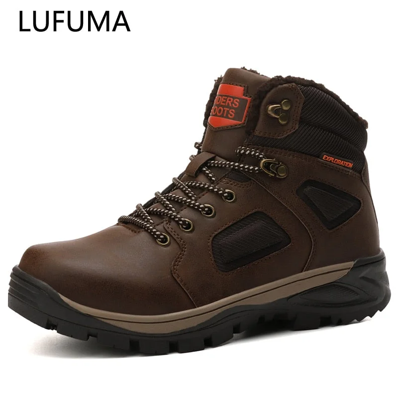 Winter Tactical Military Boots Men Genuine Leather Army Hunting Fur Ankle Boots Outdoor Fashion Work Casual Shoes Men Sneakers