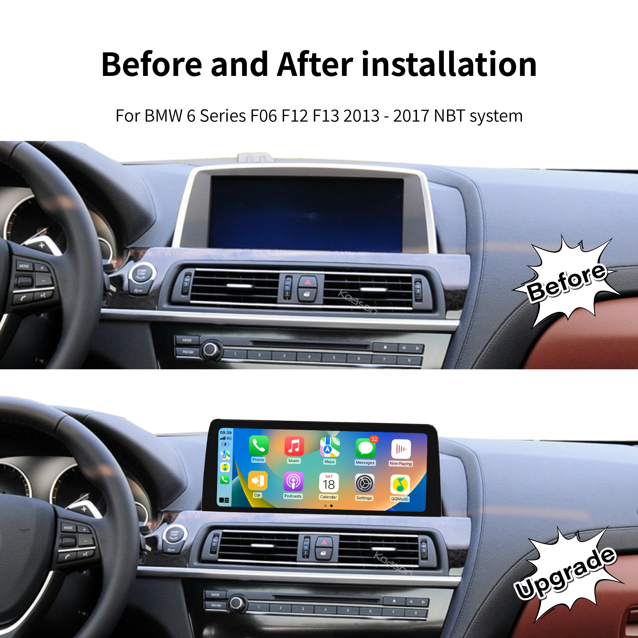 KOASON Linux Apple CarPlay Android Auto TouchScreen Original Retrofit Upgrade Monitor for BMW 6 Series F06 F12 F13