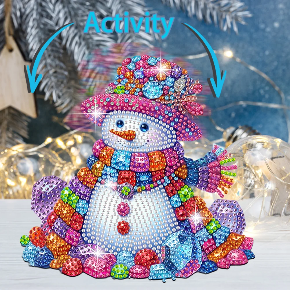 5D DIY Acrylic Shaking Head Christmas Snowman Diamond Painting Desktop Decors for Home