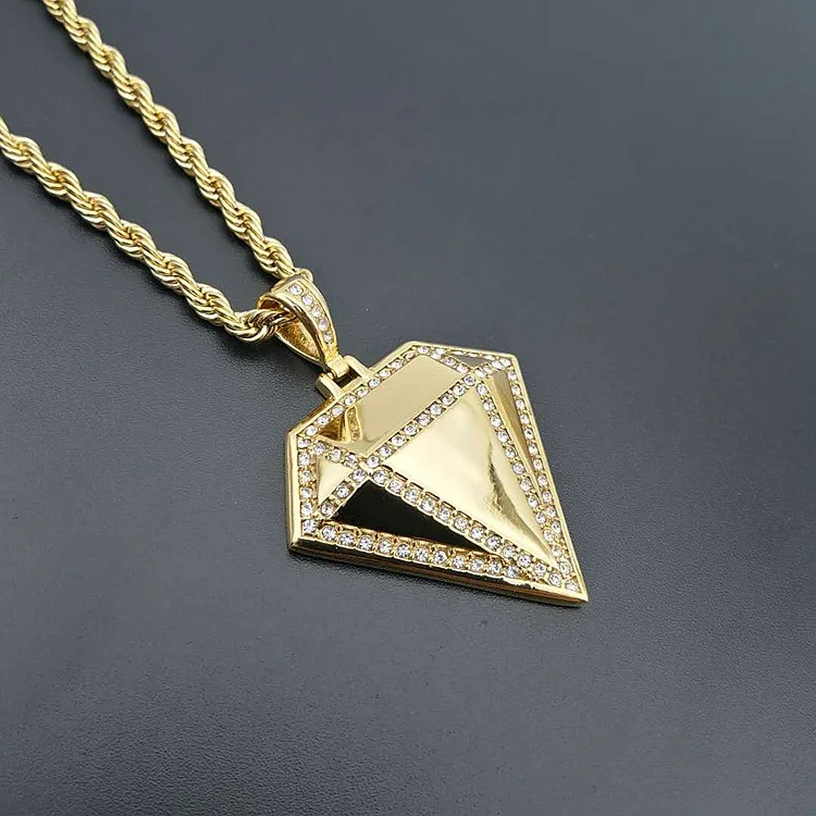 Diamonds Hip Hop Simulated Rhinestone Pendant Necklace