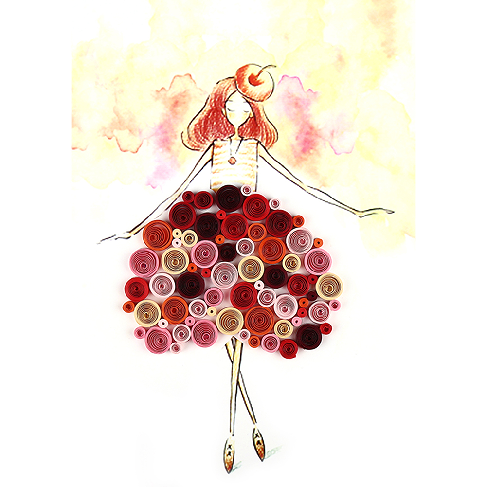 

Cute Apple Girl - Paper Quilling, 501 Original