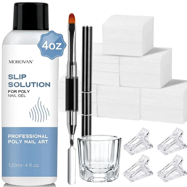 Poly Gel Slip Solution Kit 4oz with Nail Cleaner