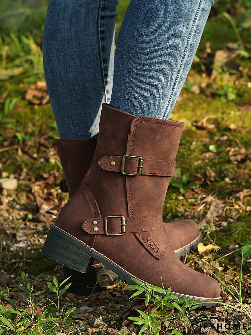 Vintage Split Joint Buckle Boots | IFYHOME