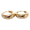 18K Yellow Gold Round Diamond 5 Star Diamond-milling Hoop Earrings