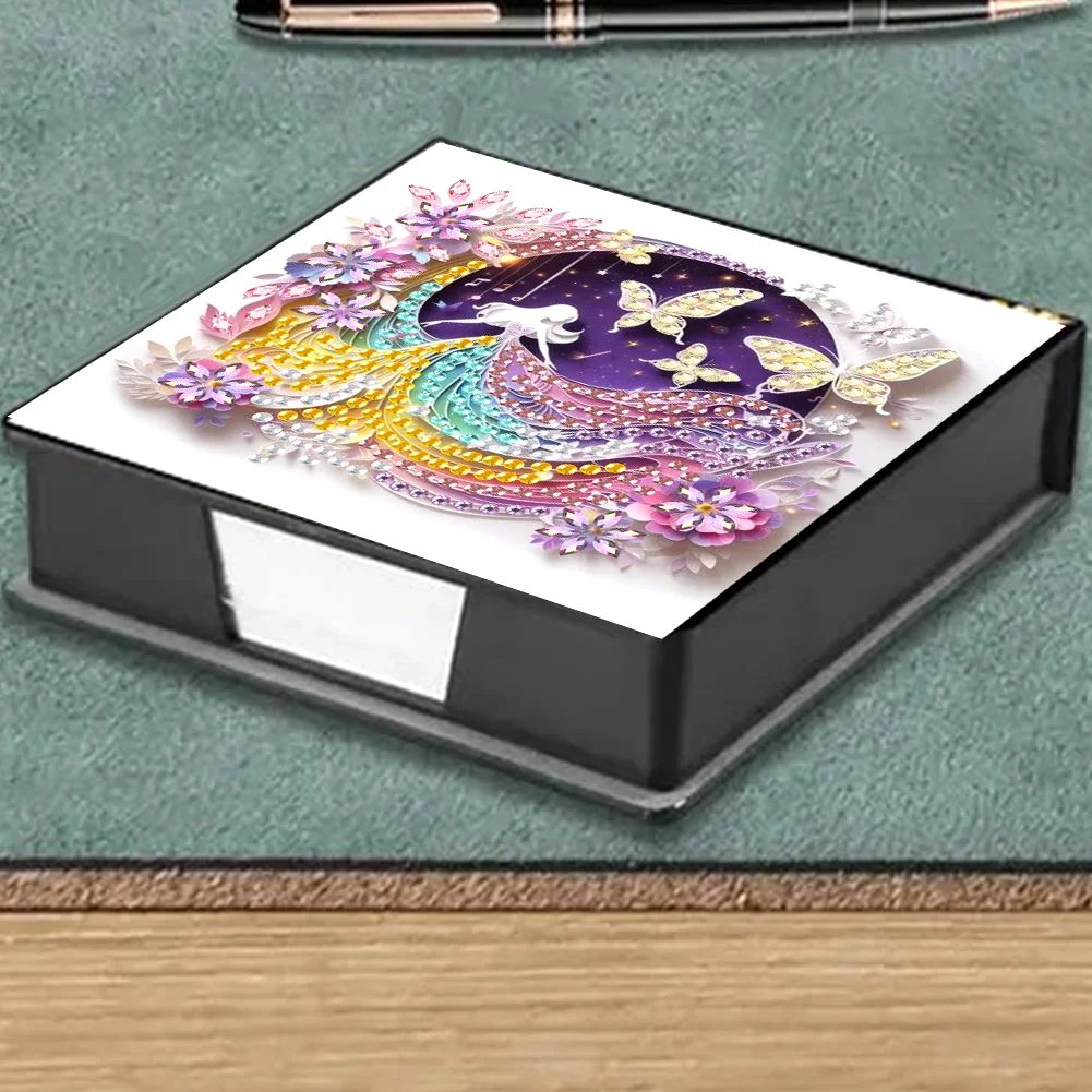 PU Girl Diamond Painting Notecard Box Rhinestones Post It Dispenser