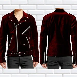 pornhint Pornhint Gothic Moto  Meron Velvet handmade  Motorcycle Jacket Punk Fetish EMO Biker Jacket